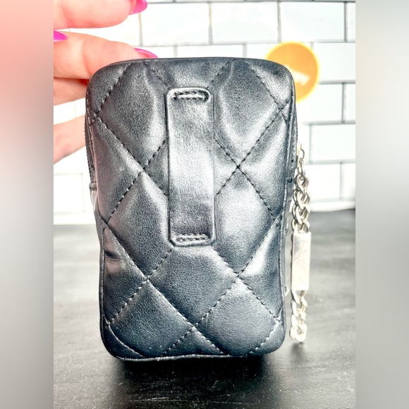 CHANEL vintage mini Ligne Cambon Black QUILTED Leather Zip belt POUCH Authentic - Picture 7 of 8